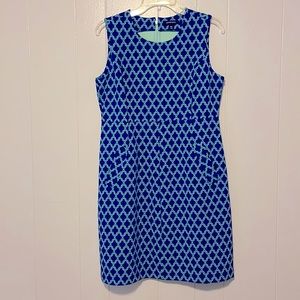 Cute navy blue and Tiffany blue print dress